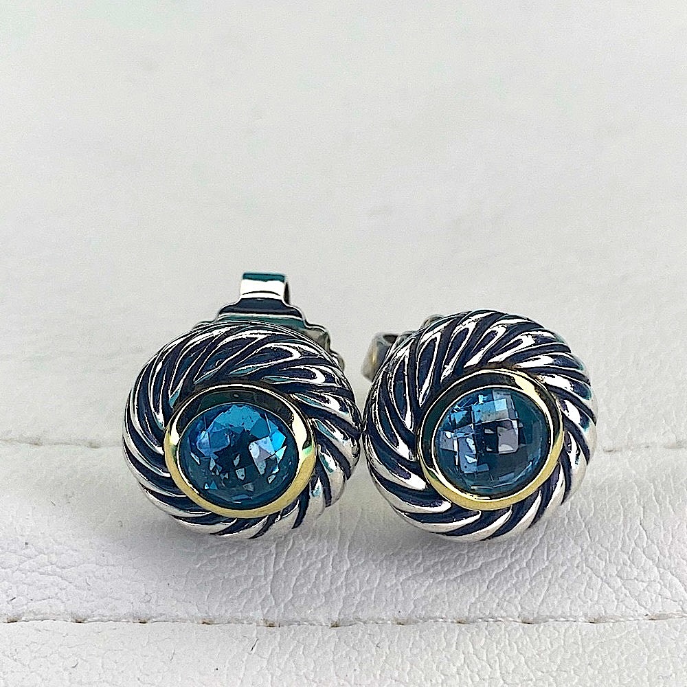 Blue‎ topaz earrings - Picture 5 of 8